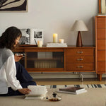 Sleek Boxwood Beech TV Stand with Glass Doors – Elegant Storage Solution fpmxm-2785