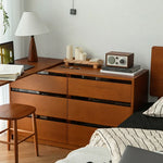 Elegant Cherry Wood Makeup Vanity with Beech Glass Details - Perfect for Your Bedroom Décor fpmxm-2791