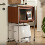 Stylish Boxwood and Glass Cabinet on Wheels - Perfect for Home Organization fpmxm-2792