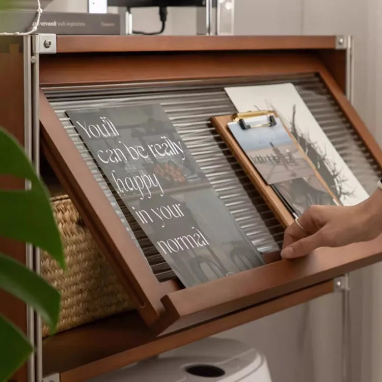 Stylish Boxwood and Glass Cabinet on Wheels - Perfect for Home Organization fpmxm-2792