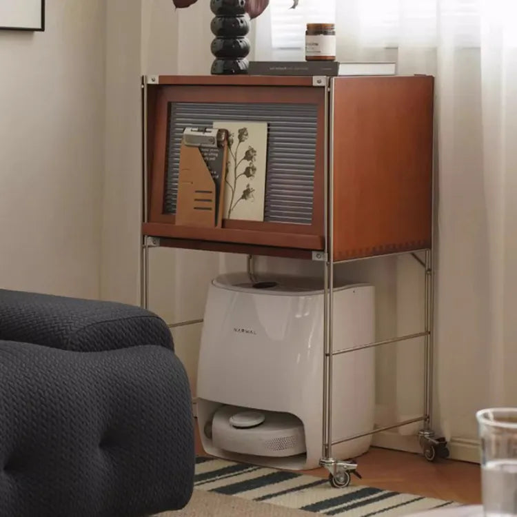 Stylish Boxwood and Glass Cabinet on Wheels - Perfect for Home Organization fpmxm-2792