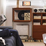 Stylish Boxwood and Glass Cabinet on Wheels - Perfect for Home Organization fpmxm-2792