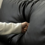 Elegant Black Sofa - Luxurious Jute Goose Down Leathaire for Ultimate Comfort fpmxm-2800