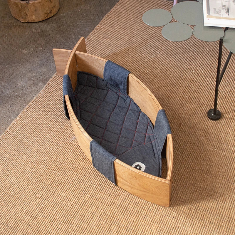 Cozy Cat Bed in Unique Fish Design - Multi-Layer Board Cotton-Ramie Pet Mattress for Ultimate Comfort fqr-5122
