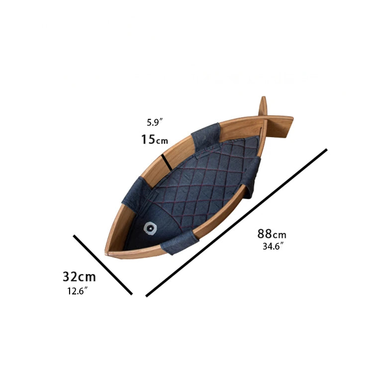 Cozy Cat Bed in Unique Fish Design - Multi-Layer Board Cotton-Ramie Pet Mattress for Ultimate Comfort fqr-5122