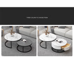 Modern Sintered Stone Tea Table with Adjustable Metal Legs and Sleek PU Leather Trim - White, Gray, Brown Options frg-493