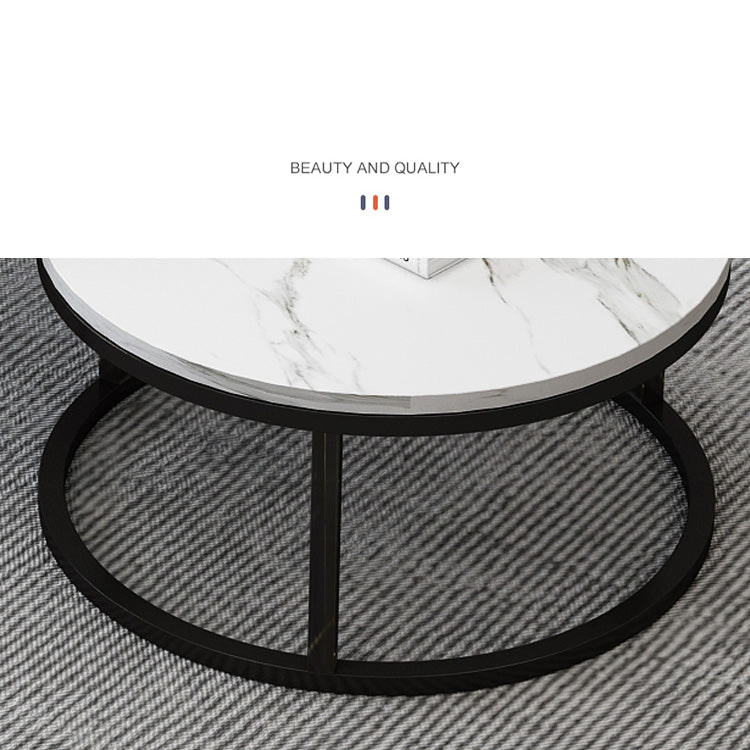 Modern Sintered Stone Tea Table with Adjustable Metal Legs and Sleek PU Leather Trim - White, Gray, Brown Options frg-493