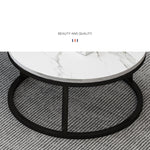 Modern Sintered Stone Tea Table with Adjustable Metal Legs and Sleek PU Leather Trim - White, Gray, Brown Options frg-493