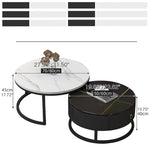 Modern Sintered Stone Tea Table with Adjustable Metal Legs and Sleek PU Leather Trim - White, Gray, Brown Options frg-493