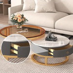 Stylish Sintered Stone & Metal Tea Table - White, Black, Gray & Brown Finishes frg-495