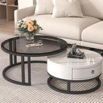 Stylish Sintered Stone & Metal Tea Table - White, Black, Gray & Brown Finishes frg-495