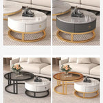 Stylish Sintered Stone & Metal Tea Table - White, Black, Gray & Brown Finishes frg-495