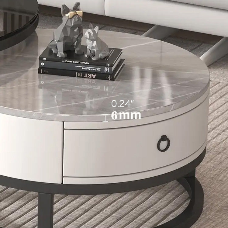Stylish Sintered Stone & Metal Tea Table - White, Black, Gray & Brown Finishes frg-495