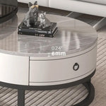 Stylish Sintered Stone & Metal Tea Table - White, Black, Gray & Brown Finishes frg-495