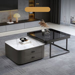 Modern Multi-Color Tea Table – Sintered Stone, Wood, and Metal Fusion frg-500