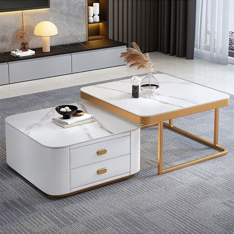 Modern Multi-Color Tea Table – Sintered Stone, Wood, and Metal Fusion frg-500