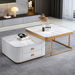 Modern Multi-Color Tea Table – Sintered Stone, Wood, and Metal Fusion frg-500