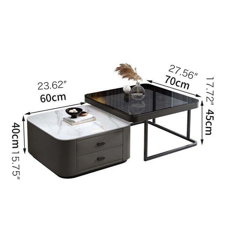 Modern Multi-Color Tea Table – Sintered Stone, Wood, and Metal Fusion frg-500