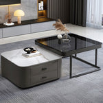 Modern Multi-Color Tea Table – Sintered Stone, Wood, and Metal Fusion frg-500