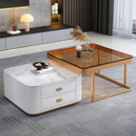 Modern Multi-Color Tea Table – Sintered Stone, Wood, and Metal Fusion frg-500