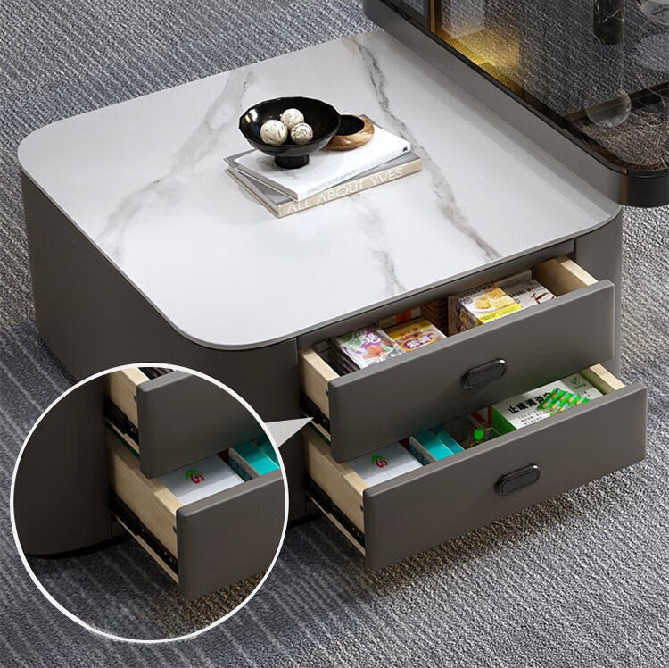 Modern Multi-Color Tea Table – Sintered Stone, Wood, and Metal Fusion frg-500