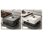 Modern Sintered Stone & Metal Tea Table with PU Leather and Particle Board - Gray & White frg-504