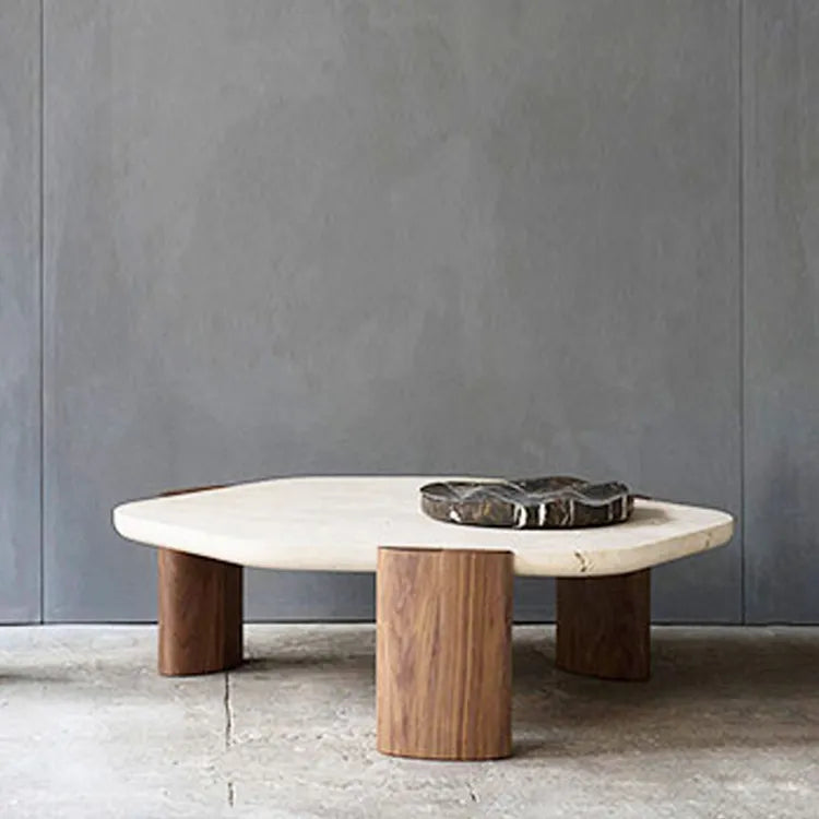 Modern Walnut Stone Tea Table – Elevate Your Living Space with Style fsdb-2255