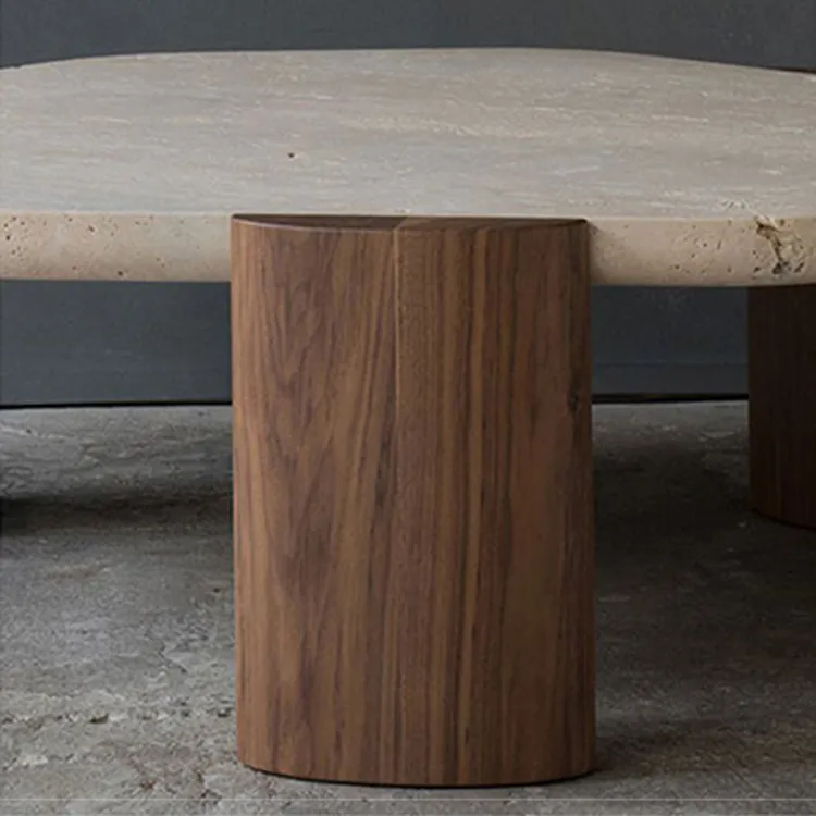 Modern Walnut Stone Tea Table – Elevate Your Living Space with Style fsdb-2255