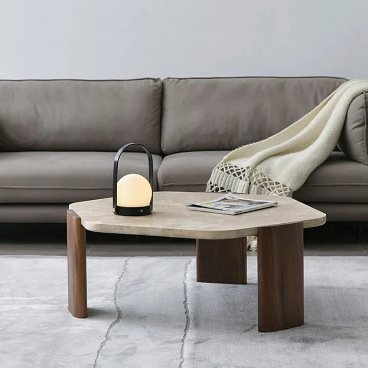 Modern Walnut Stone Tea Table – Elevate Your Living Space with Style fsdb-2255