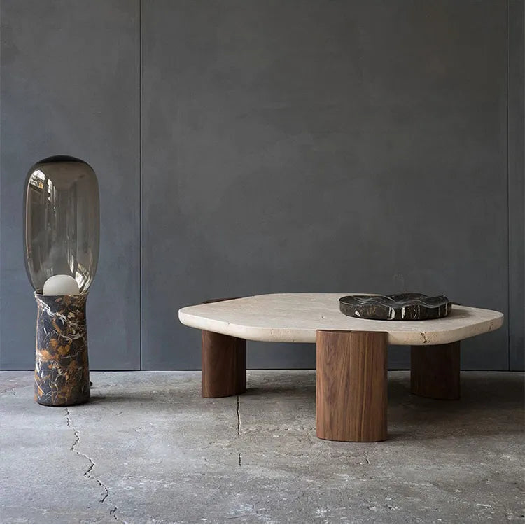 Modern Walnut Stone Tea Table – Elevate Your Living Space with Style fsdb-2255