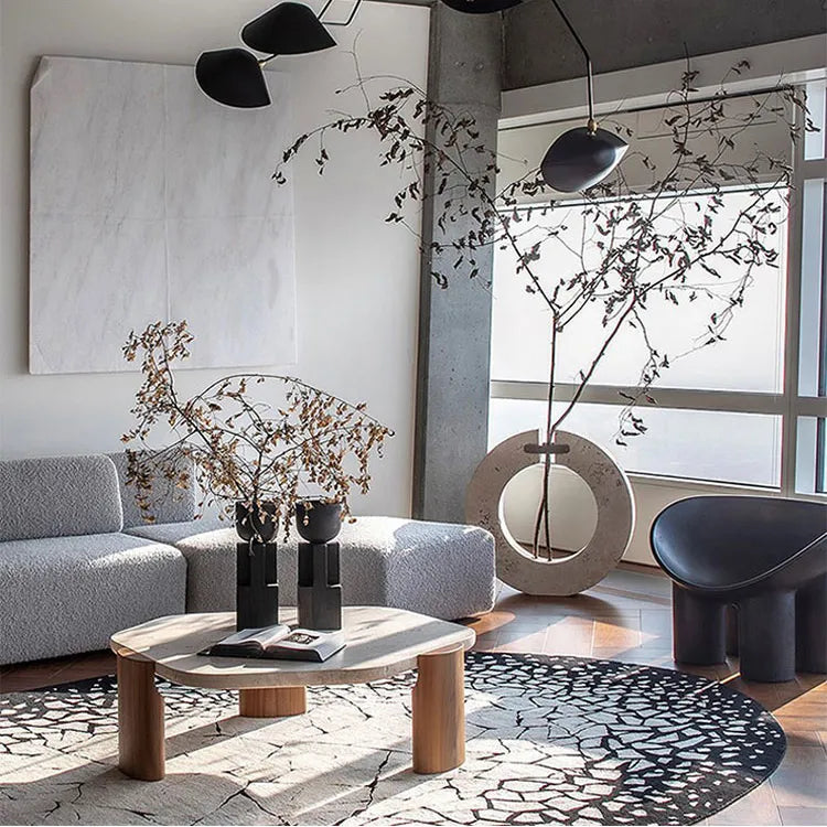 Modern Walnut Stone Tea Table – Elevate Your Living Space with Style fsdb-2255