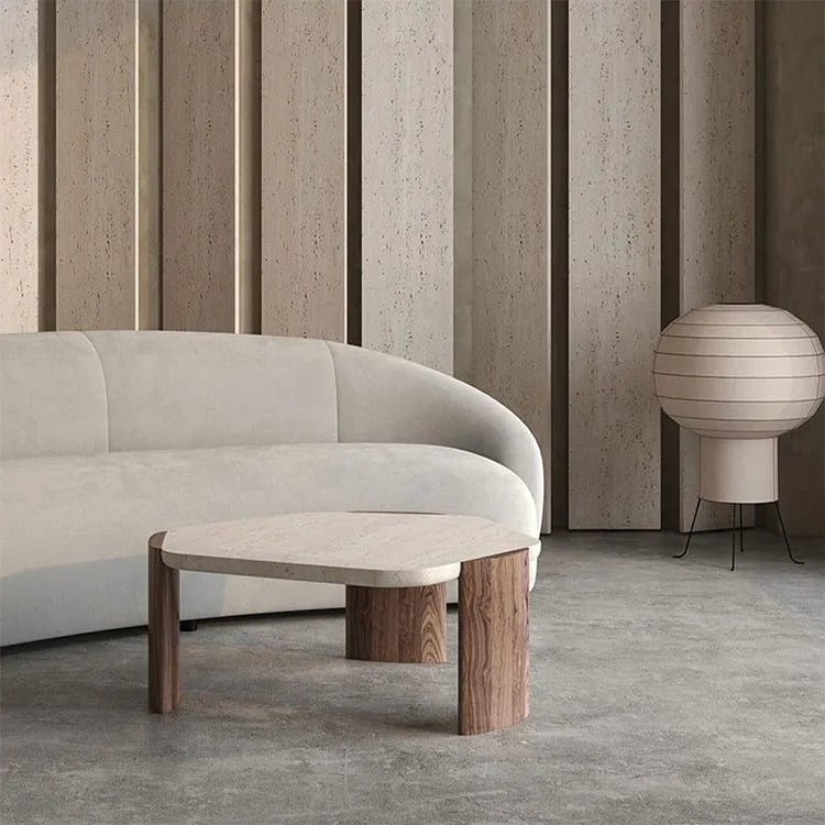 Modern Walnut Stone Tea Table – Elevate Your Living Space with Style fsdb-2255