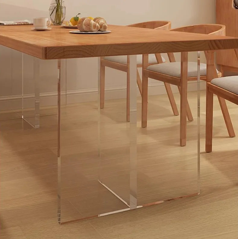 Stylish Pine Wood & Acrylic Dining Table - Modern Elegance for Your Home fsdb-2266