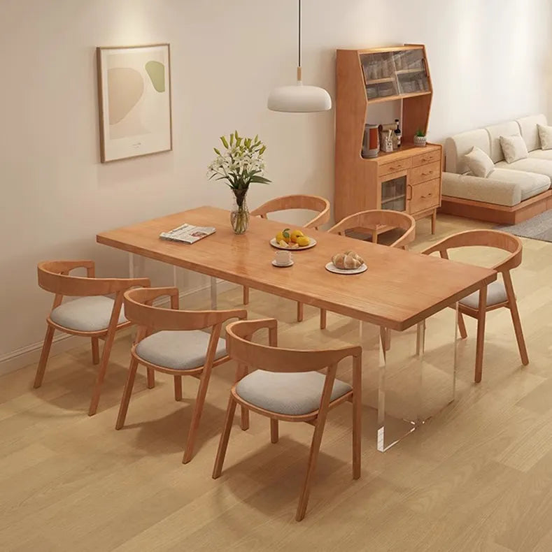 Stylish Pine Wood & Acrylic Dining Table - Modern Elegance for Your Home fsdb-2266