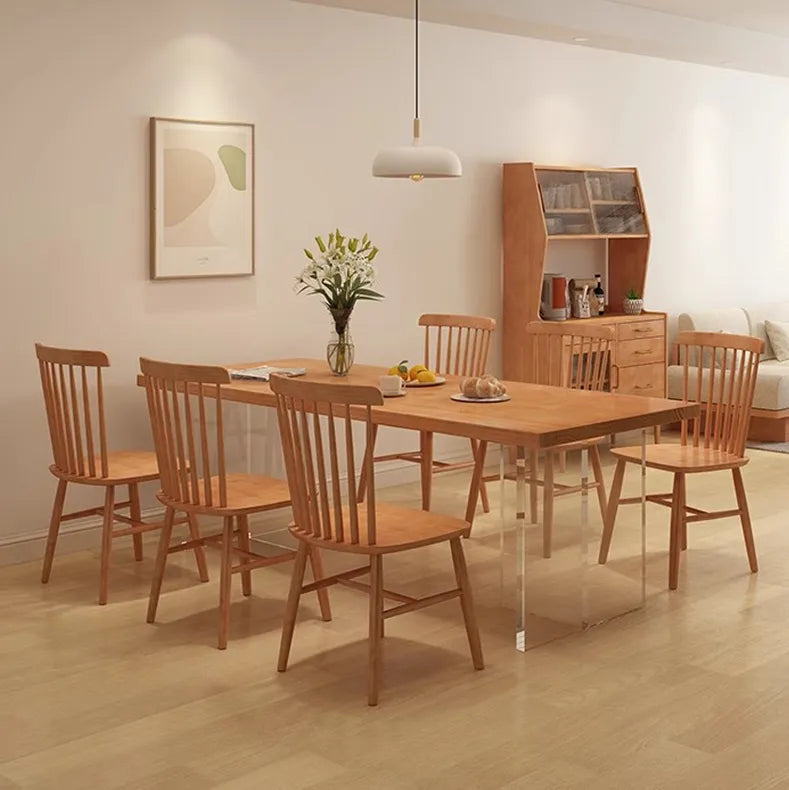 Stylish Pine Wood & Acrylic Dining Table - Modern Elegance for Your Home fsdb-2266