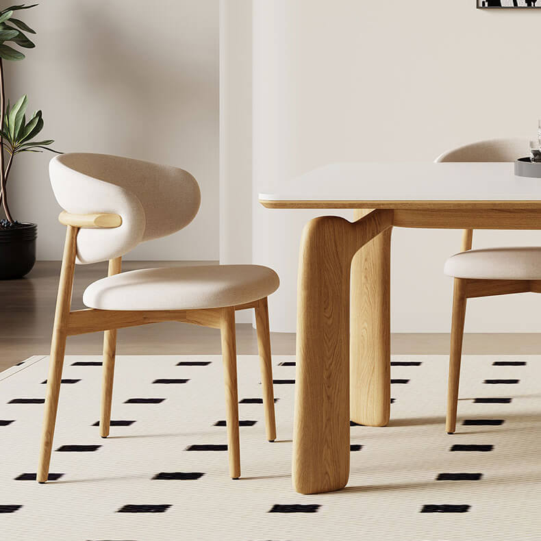 Stylish Multi-Material Table: Black, White, Gray, Brown, Natural Wood & Sintered Stone Top fsm-309