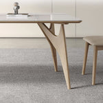 Elegant White Table with Sintered Stone and Ash Wood Multi-Layer Board - Modern Design fsm-313