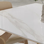 Elegant White Table with Sintered Stone and Ash Wood Multi-Layer Board - Modern Design fsm-313