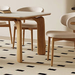 Sleek Off-White Chair with Natural Wood and Black Brown Ash Wood - PU Leather Finish fsm-966