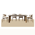 Sleek Off-White Chair with Natural Wood and Black Brown Ash Wood - PU Leather Finish fsm-966