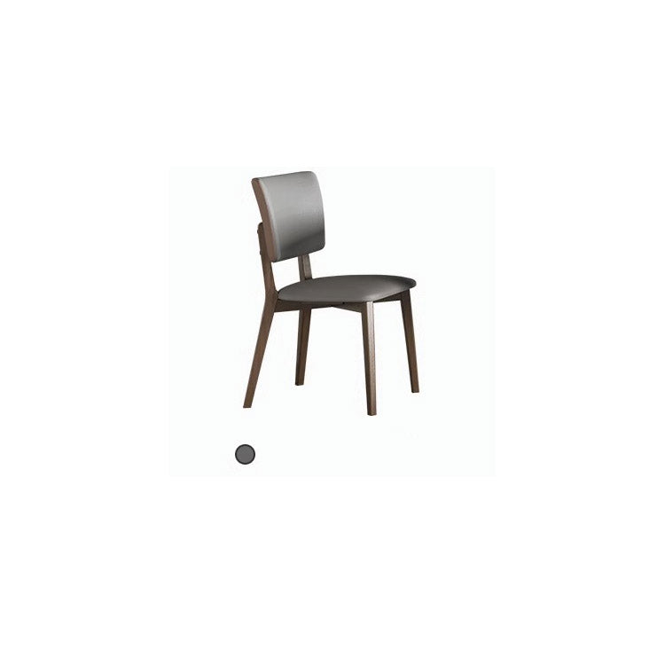 Modern Off-White and Brown Gray Ash Wood Chair with PU Leather Upholstery fsm-968