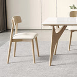 Off White Ash Wood Chair with PU Leather Upholstery – Elegant and Stylish Seating fsm-969