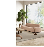 Stylish Scratch-Resistant Off White and Brown Sofa with Black Wood Particle Board Frame fsmy-396