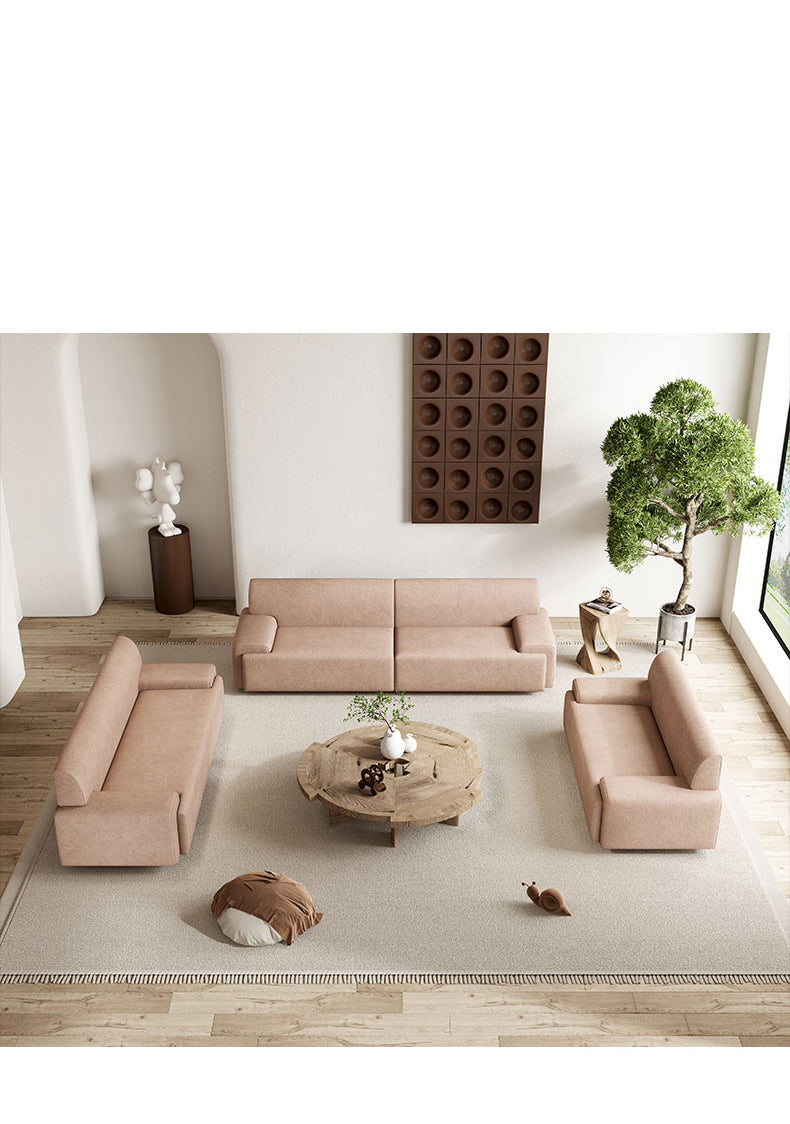 Stylish Scratch-Resistant Off White and Brown Sofa with Black Wood Particle Board Frame fsmy-396