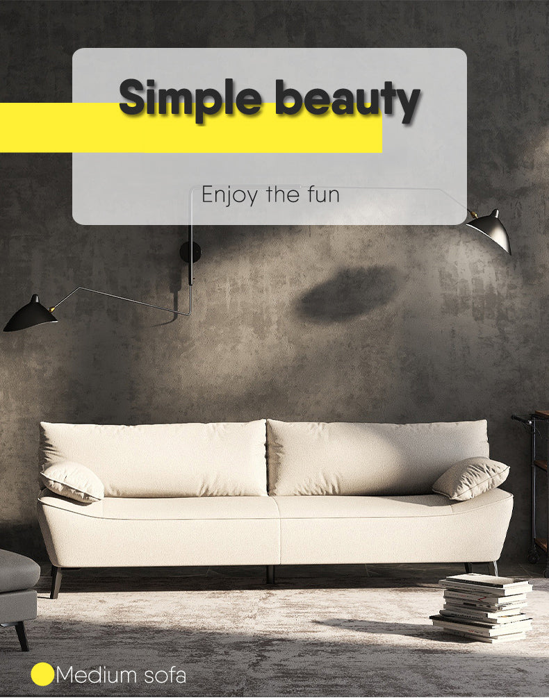 Chic Modern Sofa in Off-White and Gray with Orange Accents and Durable Particle Board Frame fsmy-402