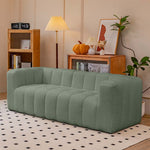 Luxury Off White Faux Lambswool Sofa with Silicon Fill and Wood Accents fsmy-448