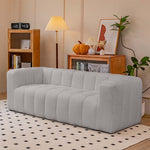 Luxury Off White Faux Lambswool Sofa with Silicon Fill and Wood Accents fsmy-448