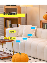 Luxury Off White Faux Lambswool Sofa with Silicon Fill and Wood Accents fsmy-448