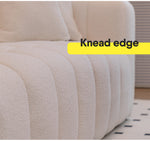 Luxury Off White Faux Lambswool Sofa with Silicon Fill and Wood Accents fsmy-448