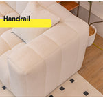 Luxury Off White Faux Lambswool Sofa with Silicon Fill and Wood Accents fsmy-448